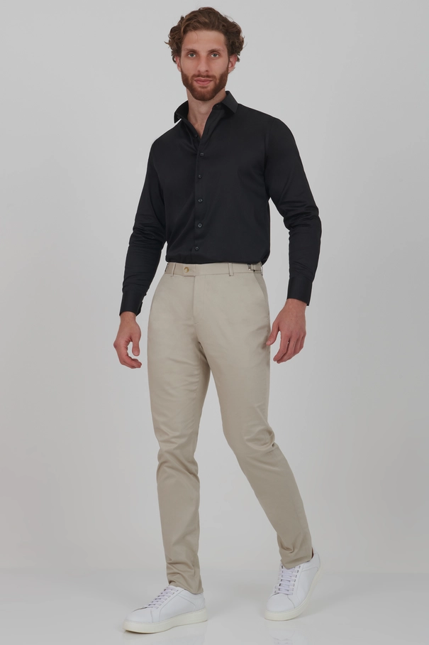 Camisa Slim Fit com Colarinho Italiano Fashion