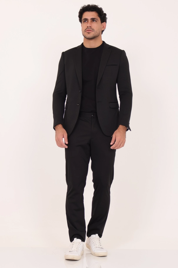 Blazer Masculino Super Slim Fit em Malha com Forro Listrado.