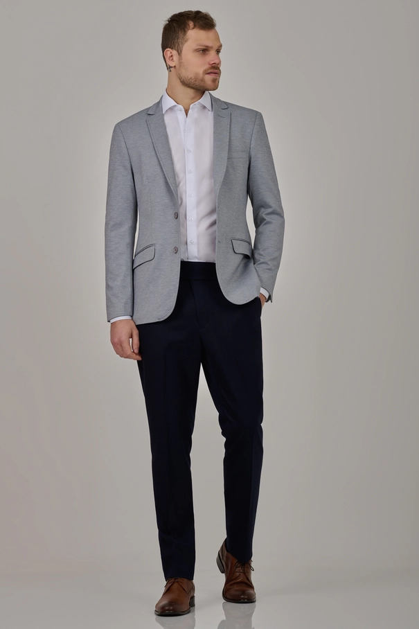 Blazer Masculino Slim Fit em Malha CINZA FLINT