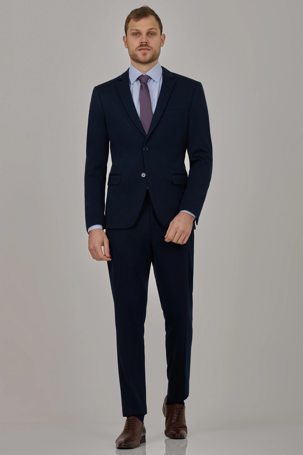 Terno Masculino Super Slim Fit em Malha com Lenço Avulso e Calça com Ajuste AZUL FOREVER