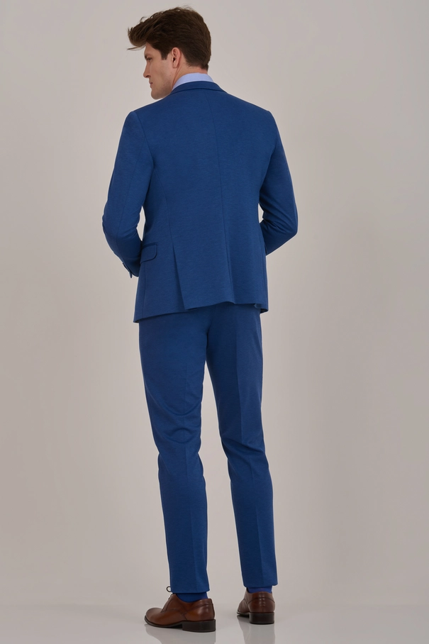 Terno Masculino Super Slim Fit em Malha com Lenço Avulso e Calça com Ajuste AZUL FOREVER