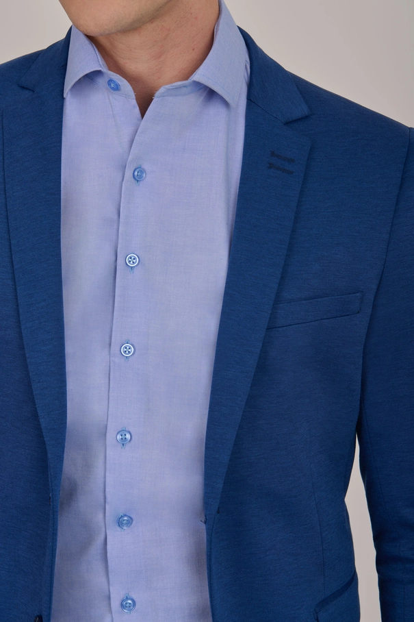 Terno Masculino Super Slim Fit em Malha com Lenço Avulso e Calça com Ajuste AZUL FOREVER
