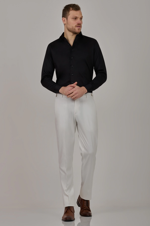 Camisa Slim Fit com Colarinho Italiano Fashion MARINHO NOITE