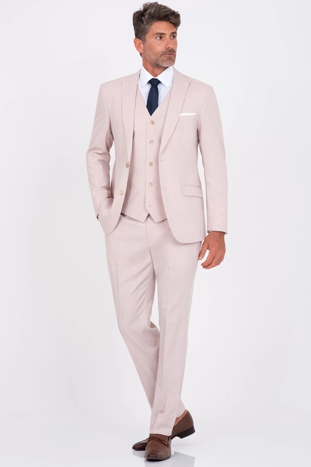 Terno Slim Fit com Colete e Calça com Ajuste ROSA ENVELHECIDO