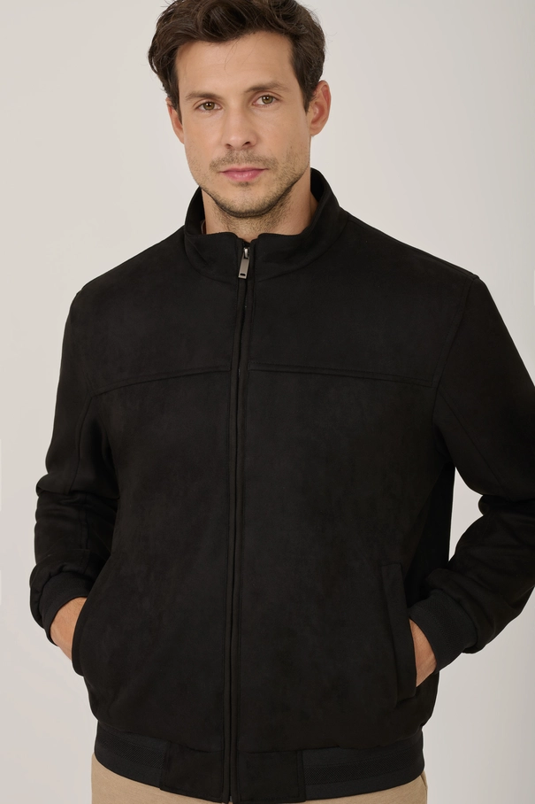 Jaqueta Bomber em Suede PRETO