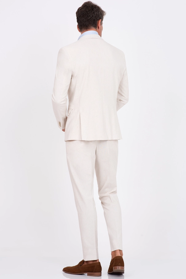 Terno Masculino Super Slim Fit e Calça com Ajuste em Blend de Linho