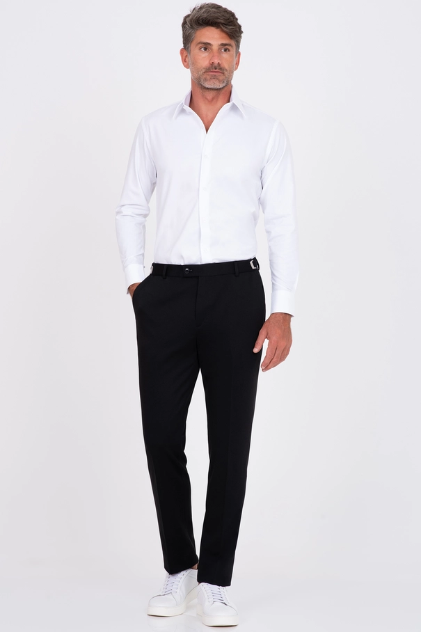 Camisa Slim Fit com Colarinho Francês em Algodão Fio 100 BRANCO
