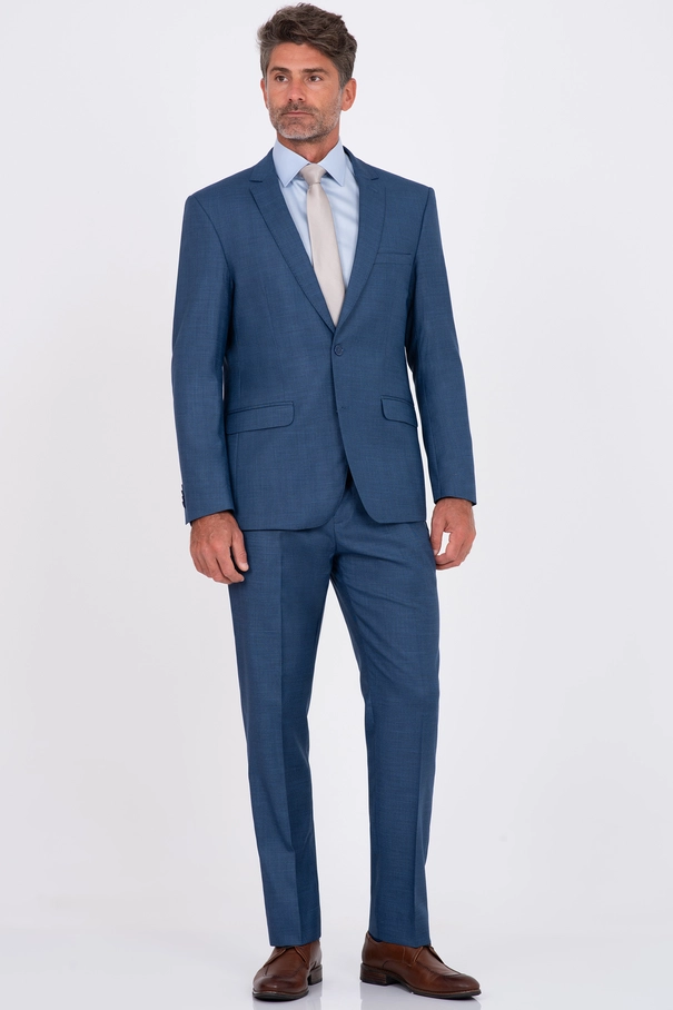 Terno Slim Fit com Ponto Picado e Calça com Ajuste AZUL MEDIO