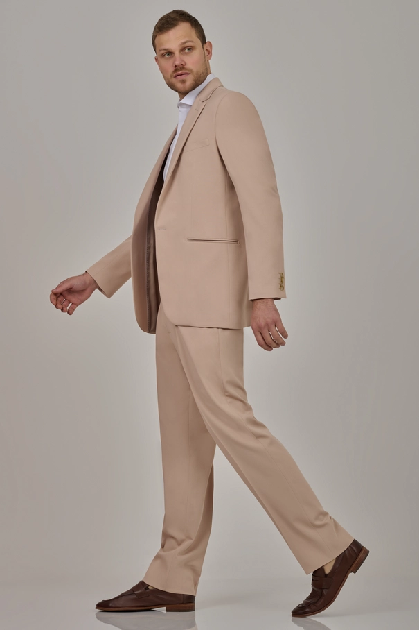 Terno Masculino Oversized com Calça Cintura Alta BEGE