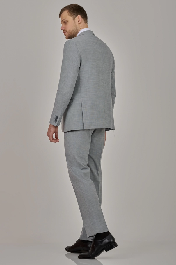 Terno Masculino Slim Fit com Peak Lapel, Colete e Calça com Ajuste CINZA FROST
