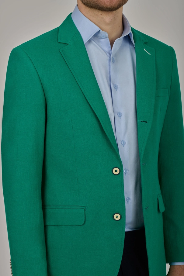 Blazer Masculino Slim Fit em Blend de Linho GREEN