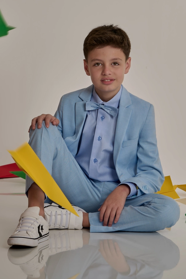 Terno Infantil Masculino com Gola Notch AZUL FORTE