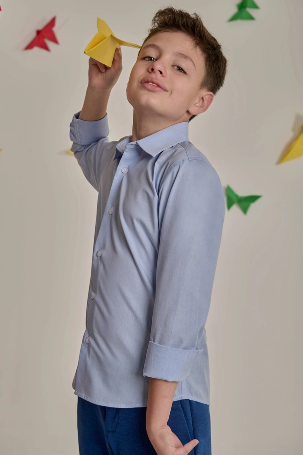 Camisa Infantil Masculina Fio 80 Xadrez AZUL CELESTIAL