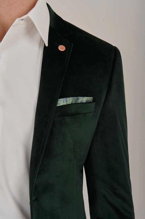 Blazer Masculino Super Slim Fit em Veludo GREEN