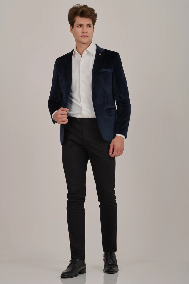 Paletó em Veludo, Classic Fit MARINHO NOITE