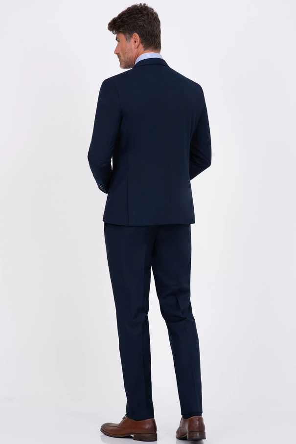 Terno Masculino Super Slim Fit com Gola Shawl e Ticket Pocket MARINHO NOITE