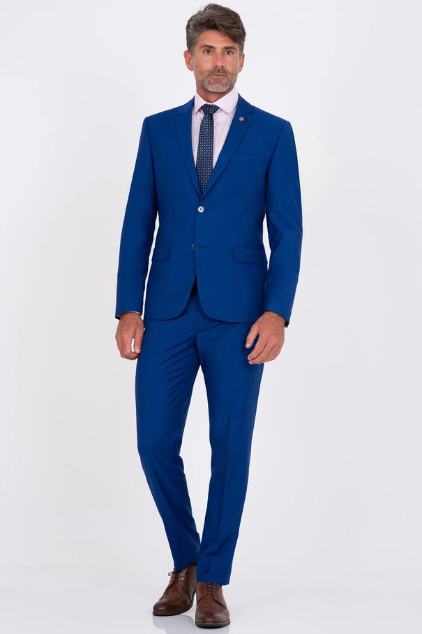 Terno Masculino Super Slim Fit com Lenço Jacquard e Calça com Ajuste