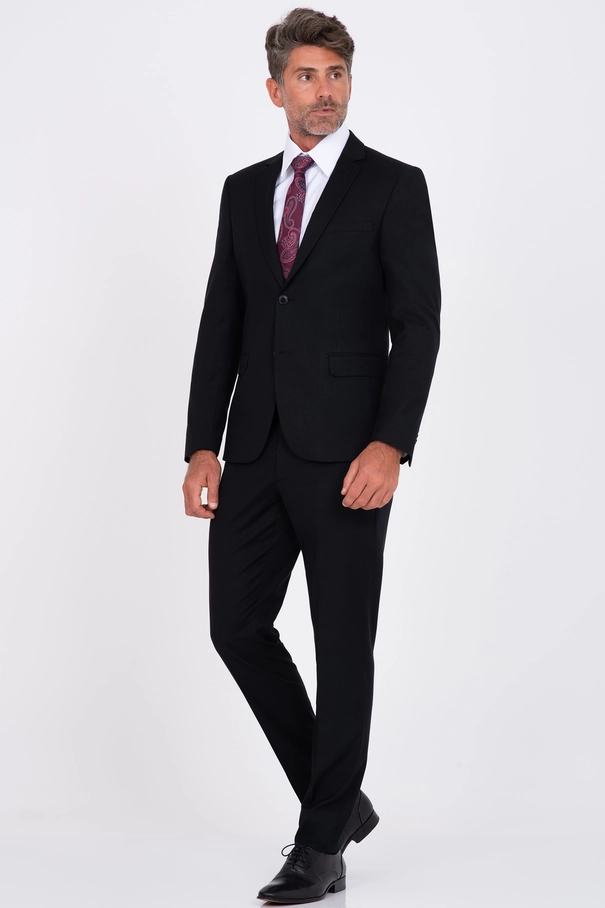 Terno Super Slim Fit com Lenço Avulso e Calça com Ajuste PRETO