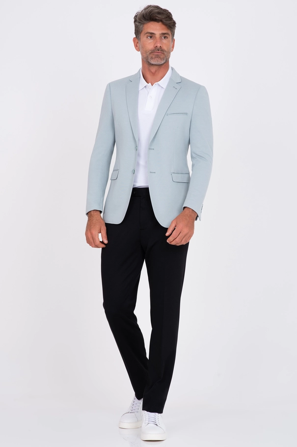 Blazer Masculino Super Slim Fit em Malha com Meio Forro AZUL CELESTIAL