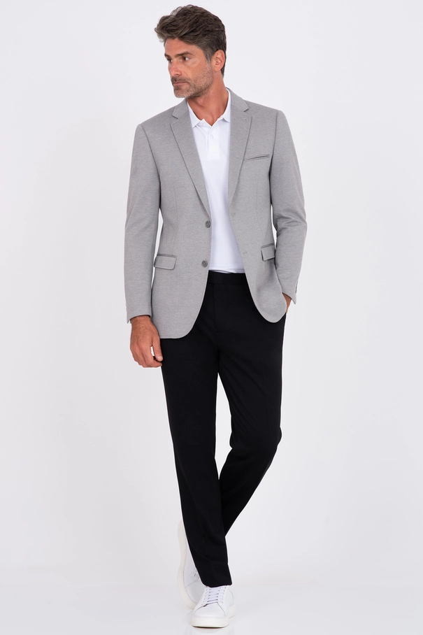 Blazer Masculino Super Slim Fit em Malha com Meio Forro AZUL CELESTIAL