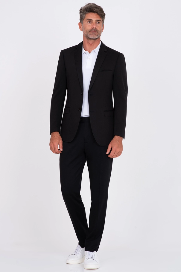 Blazer Masculino Super Slim Fit em Malha com Forro Listrado. VERDE JASPER