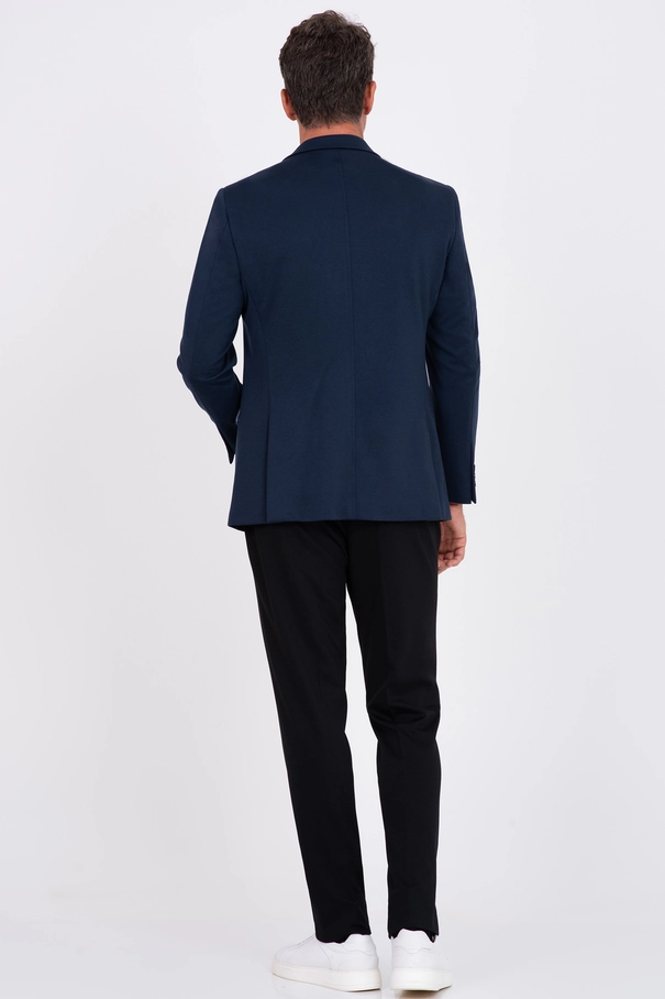 Blazer Masculino Super Slim Fit em Malha com Forro Listrado. VERDE JASPER