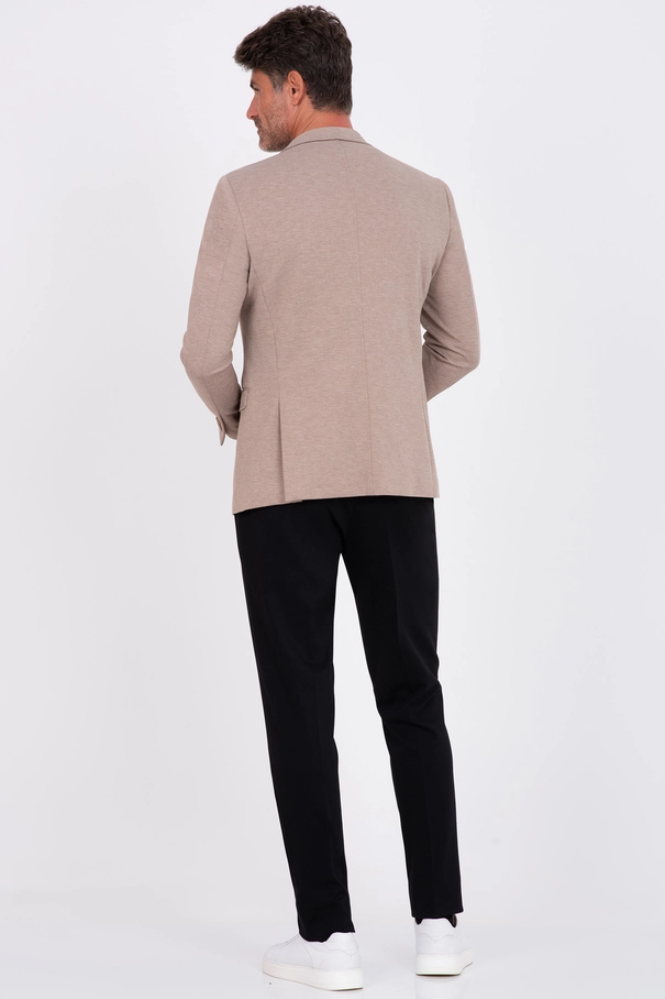 Blazer Masculino Super Slim Fit em Malha com Forro Listrado. VERDE JASPER