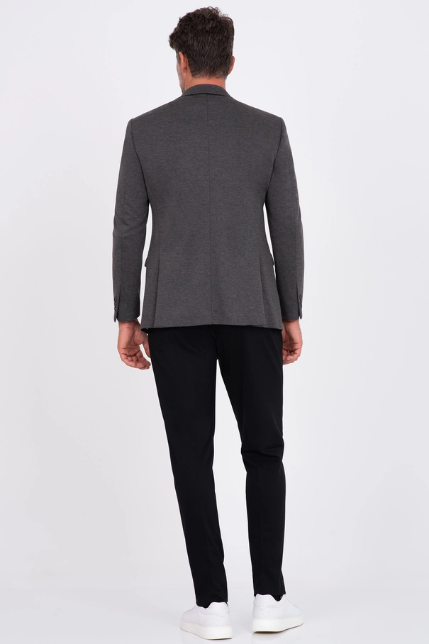 Blazer Masculino Super Slim Fit em Malha com Forro Listrado. VERDE JASPER