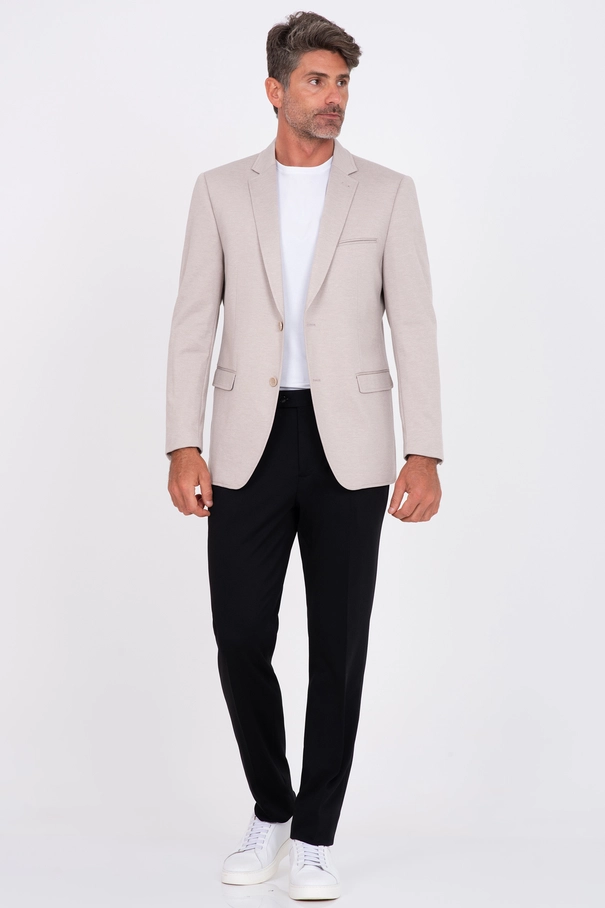 Blazer Masculino Super Slim Fit em Malha com Forro Listrado. VERDE JASPER